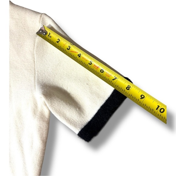 Zara Mock Turtleneck Soft Sweater Material White Tee with Black Trim - Picture 7 of 13